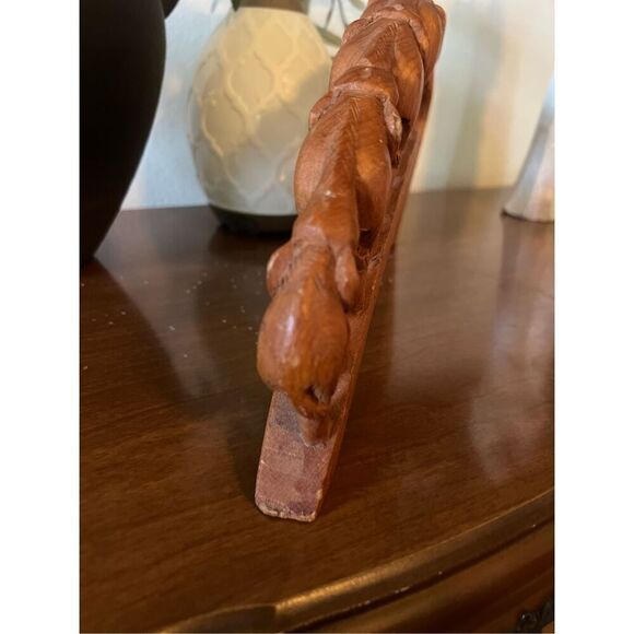 Hand carved Wood Elephant Train Bridge Made in Thailand 5 Elephants - Picture 3 of 13